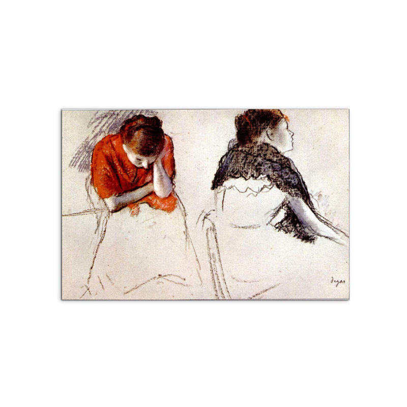 Two women seated by Degas Edgar 53×80 cm MetalArt Materic Aluminum Satin Effect, Frameless Panel, Lightweight Ready to Hang