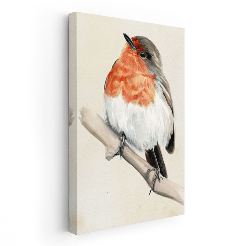 Petit oiseau sur une branche IV - reproduction d'art sur toile, H 24 po x l 16 po