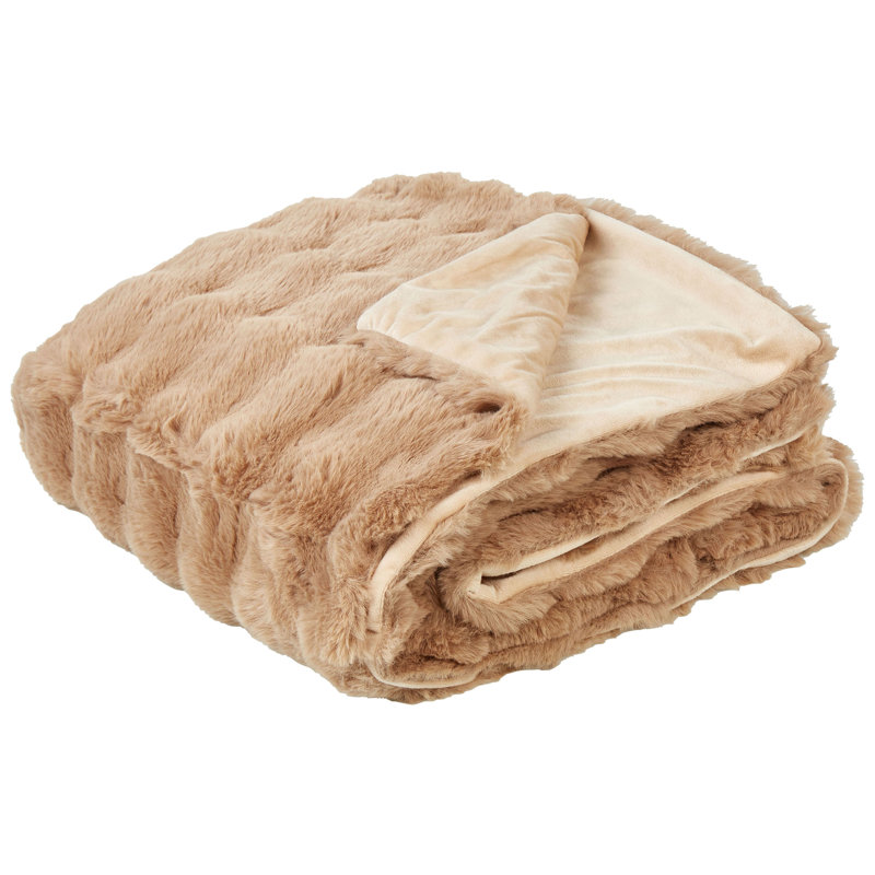 SALKA Polyester Striped Bedspread, Brown