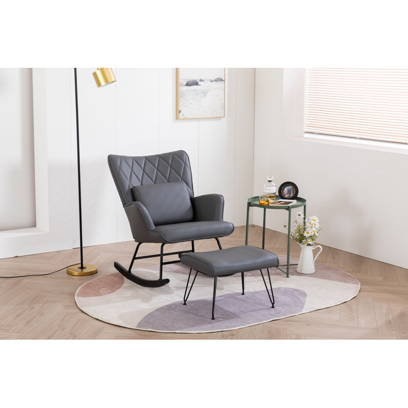 Chaise berçante avec repose-pieds Kaycion, Gris