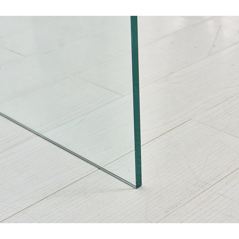 Transparent End Table,Tempered Clear Bent Glass Sidetable