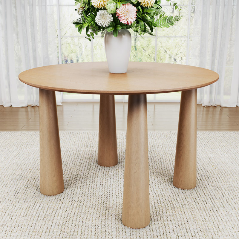 Arline 45" Round Solid Wood Dining Table, Oak