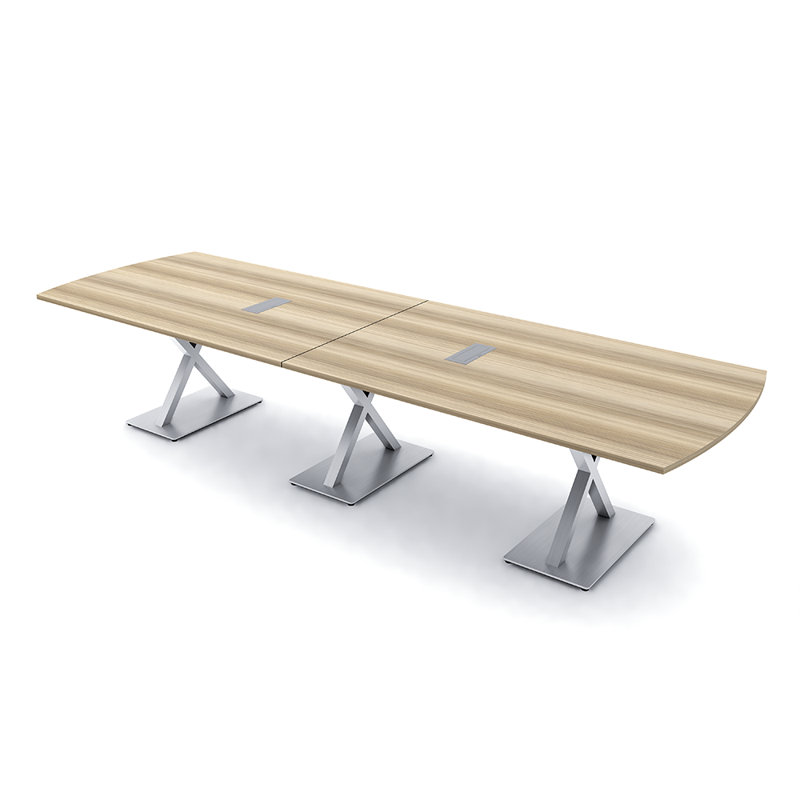 Table de conférence Pavert Arc Unité électrique, Blond blond cendré, Argent, H 30 po x l 144 po x P 48 po