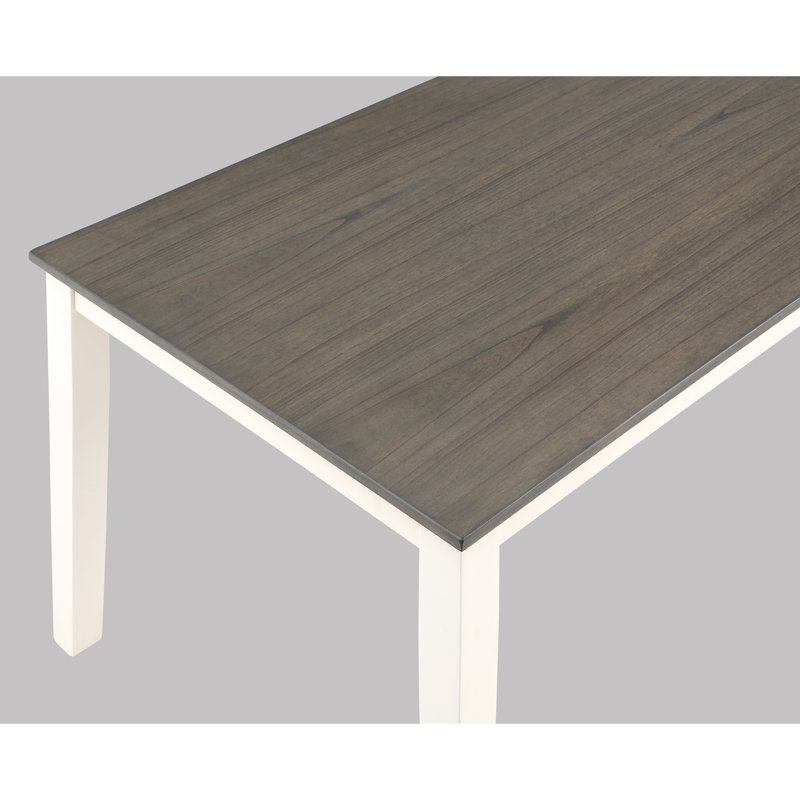 Table de salle à manger Chalk Grey 6 avec table rectangulaire en bois massif et sièges rembourrés
