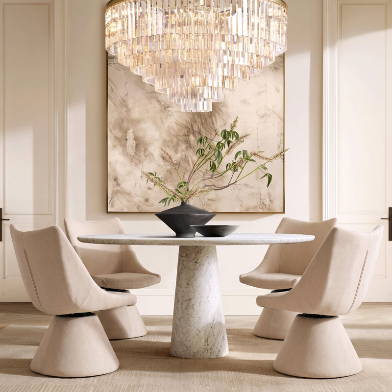 Chaises de salle à manger pivotantes Aurelio, Beige
