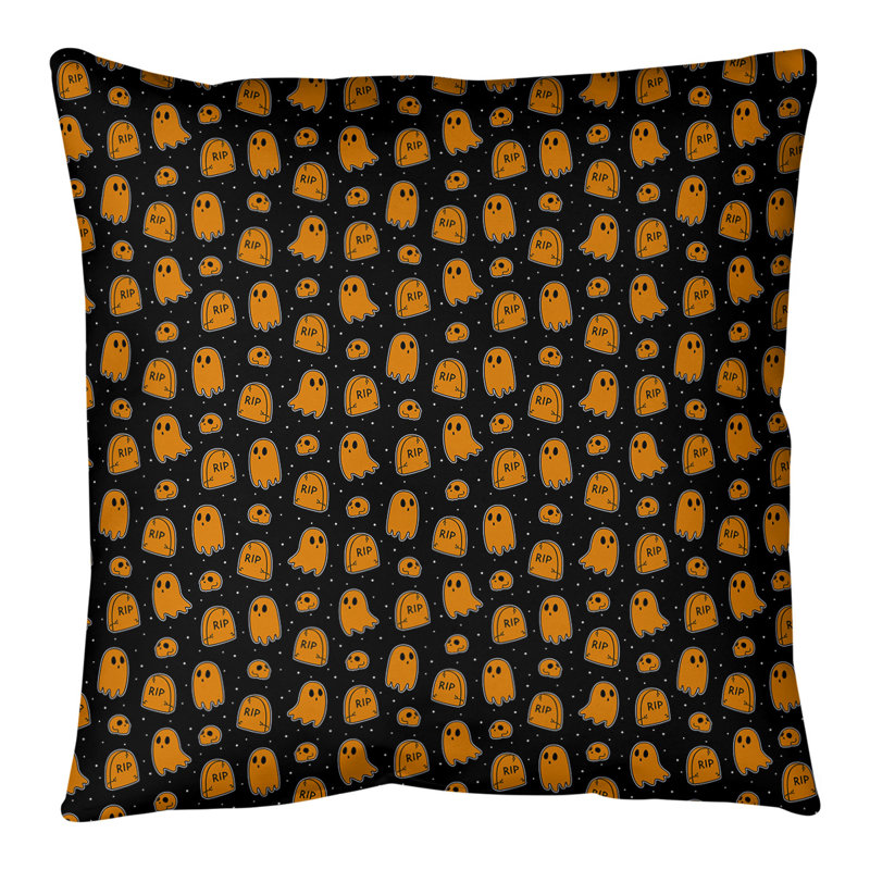 Housse de coussin Katelyn Elizabeth, 36 po x 36 po, Noir / Orange