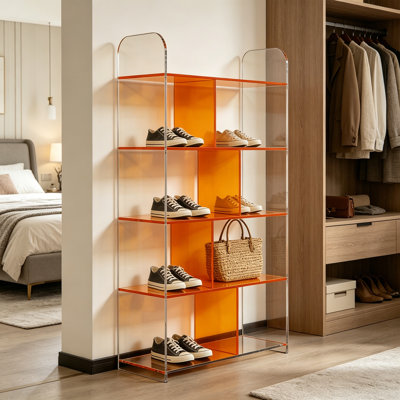 Orange Acrylic Five Tier Display Shelf