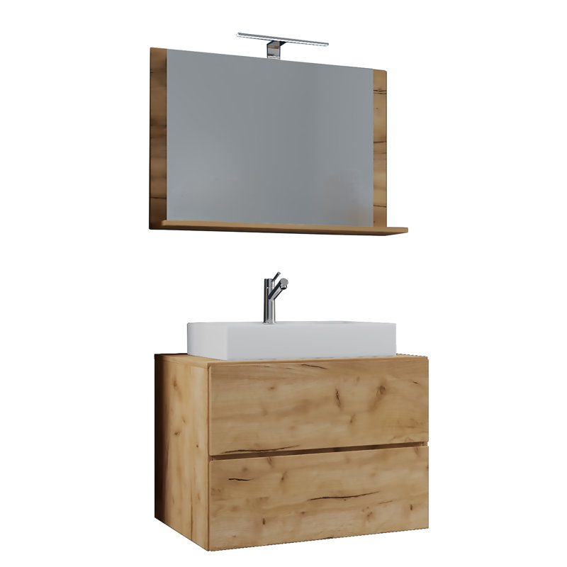 Razwana Bathroom Furniture Suite, White/Natural