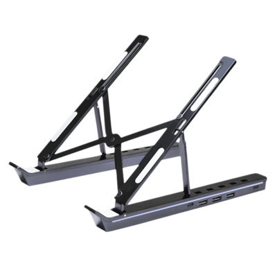 RGB Luminous Laptop Stand, Aluminum Folding Tablet Stand with USB Docking