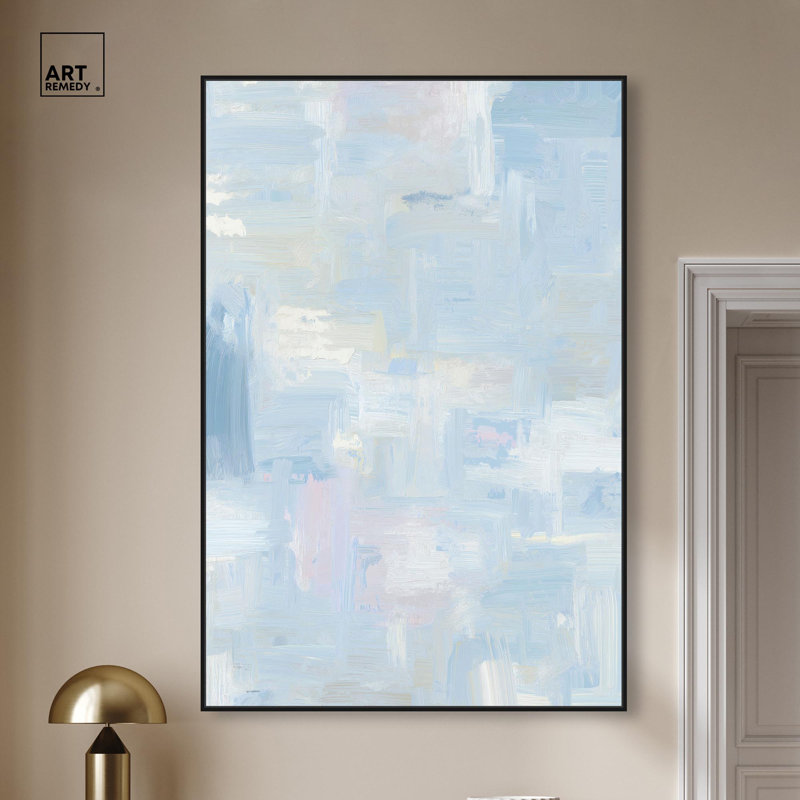 «Aqua Dreamscape II», impression sur toile, art mural bleu apaisant par Art Remedy, H 16 po x l 11 po, Structure noire