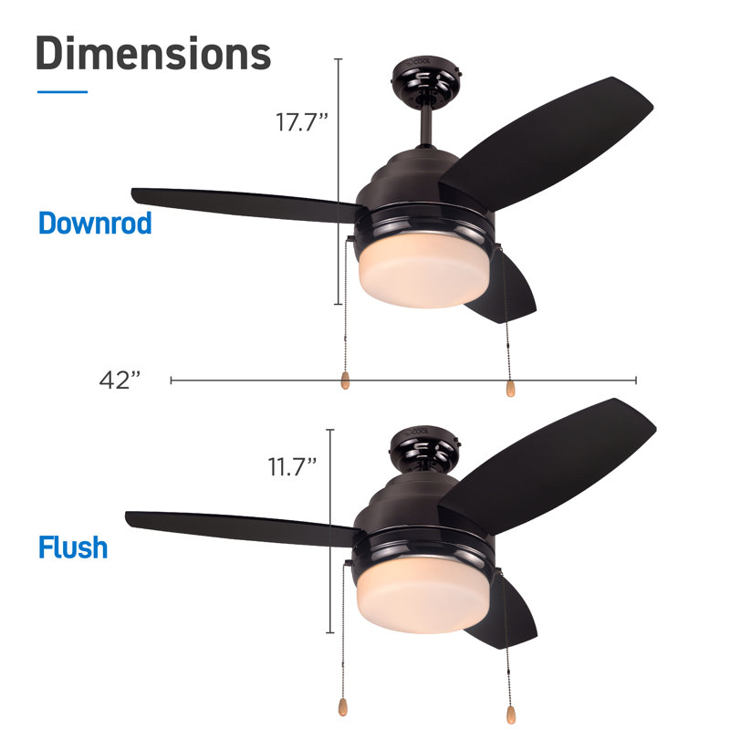 CCFP Series 42" Ceiling Fan 3-Blade With Pull Chain And Light Kit