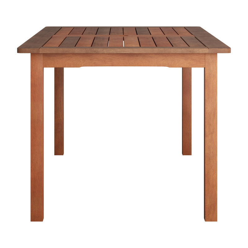 Gwenda Rectangular Outdoor Dining Table With Umbrella Hole , 59'' in. W 35.5'' in. D, Brown