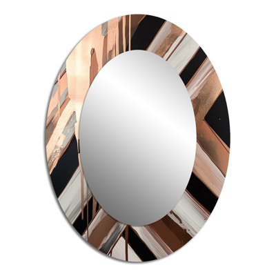 Rosegold Embracing Essence Of Lines II - Modern Oval Wall Mirror