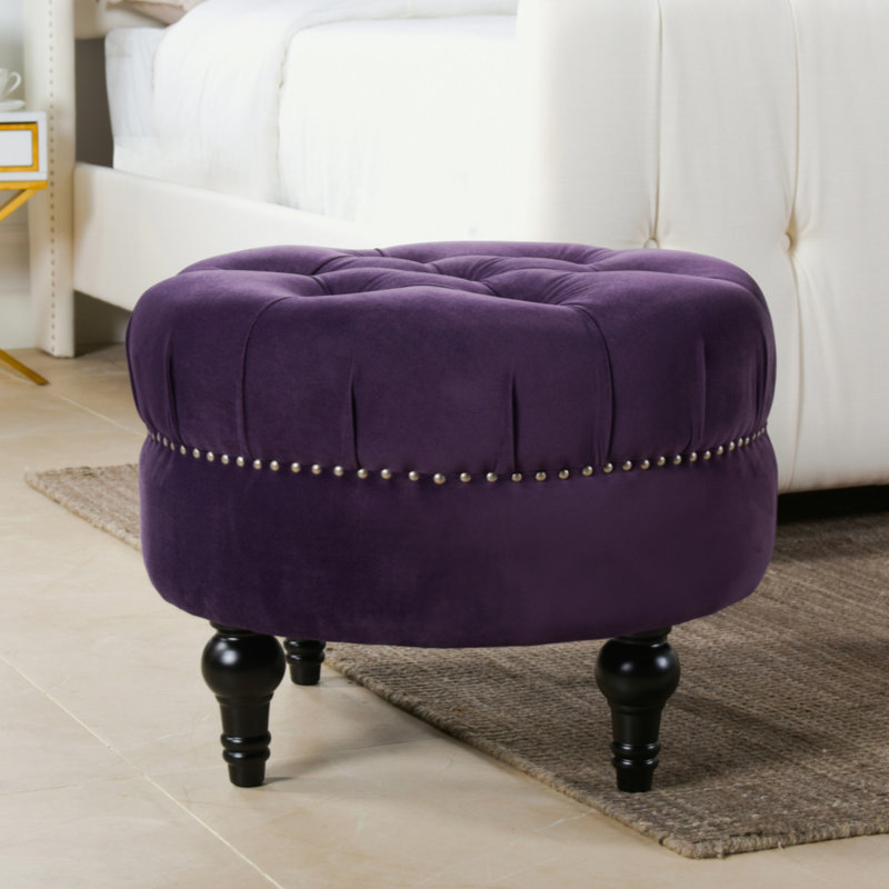 Repose-pieds capitonné Dawn, velours mauve