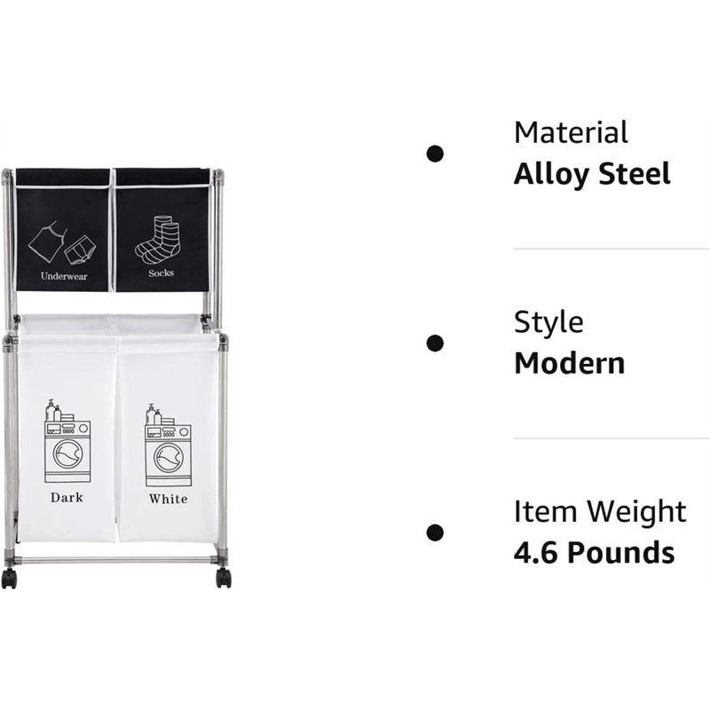 Fabric Rolling Laundry Sorter with Handles
