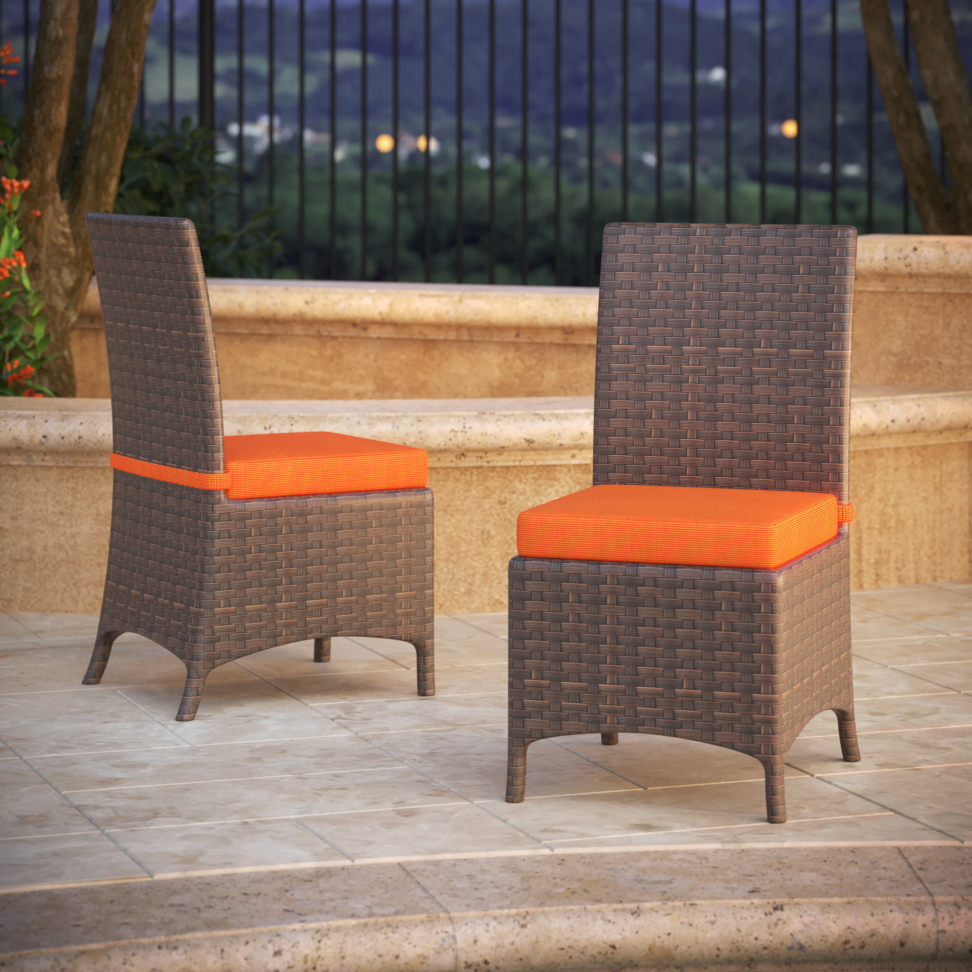 Sunbrella® Indoor/Outdoor Dining Chair Cushion, Sunbrella Upholstery Tangerine Sunbrella® Canvas