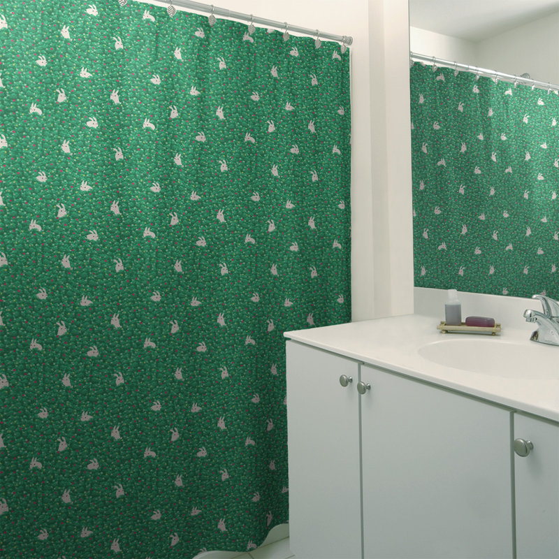 Rideau de douche simple Rabbit Rabbit, Rouge, jaune et vert