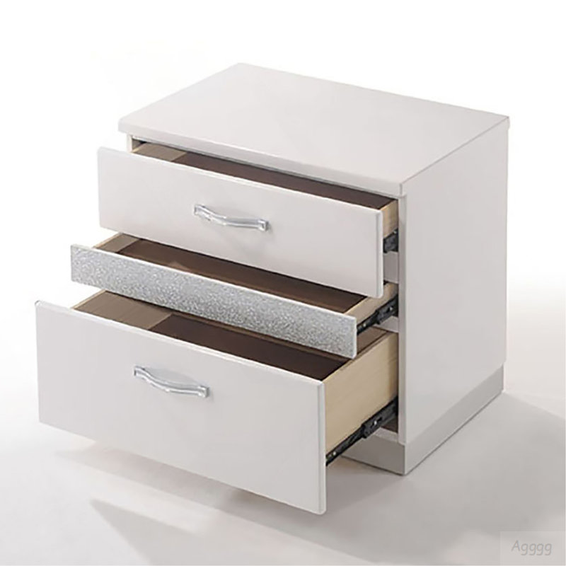 White High Gloss 3-Drawer Nightstand