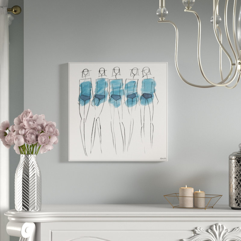 « blue bottoms »-reproduction de peinture à l’aquarelle sur toile, H 18 po x l 18 po