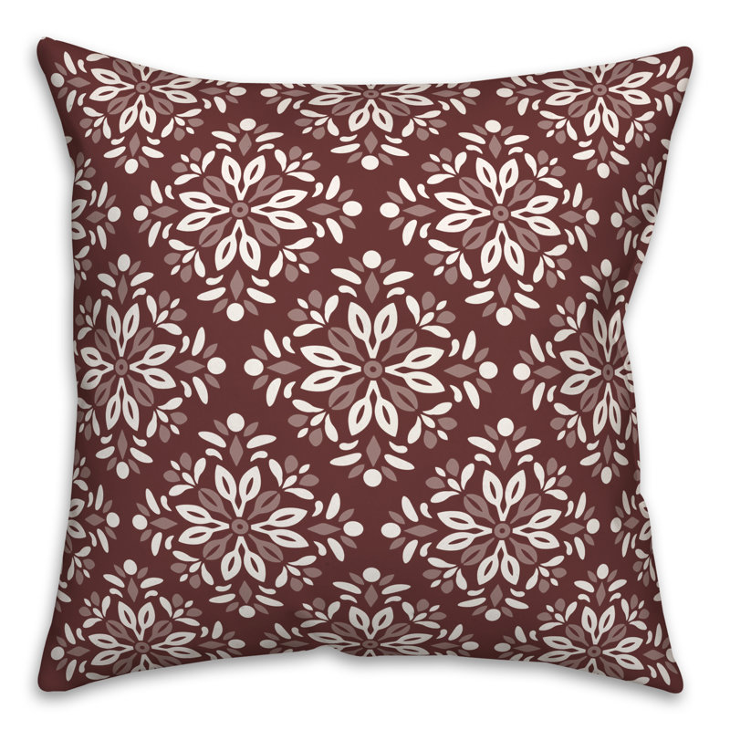 Medallion Outdoor Reversible Throw Pillow, Marron, H 18 po x l 18 po
