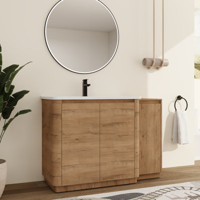 Ornar 48'' Single Bathroom Vanity Set With Ceramic Vanity Top, Freestanding Single Bathroom Vanity With Ceramic Sink