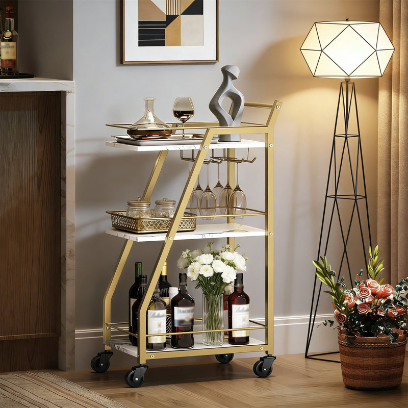 Metal Bar Cart, Gold