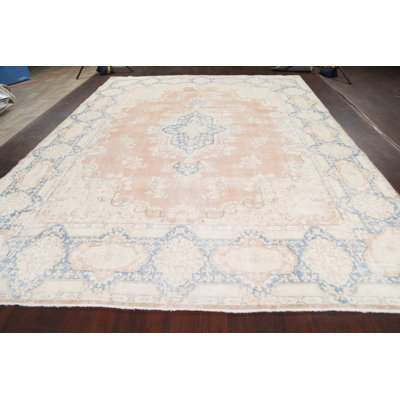 One-of-a-Kind 9'9" X 12'9" 1960s Wool Area Rug in Peach