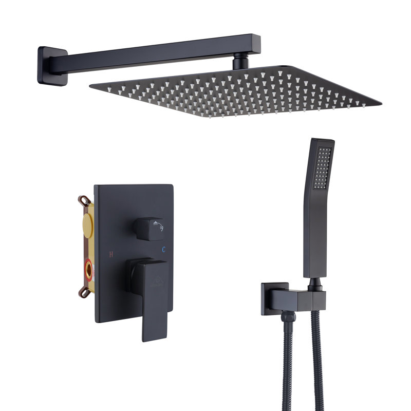 Matte Black Dual Function Square Rain Shower System