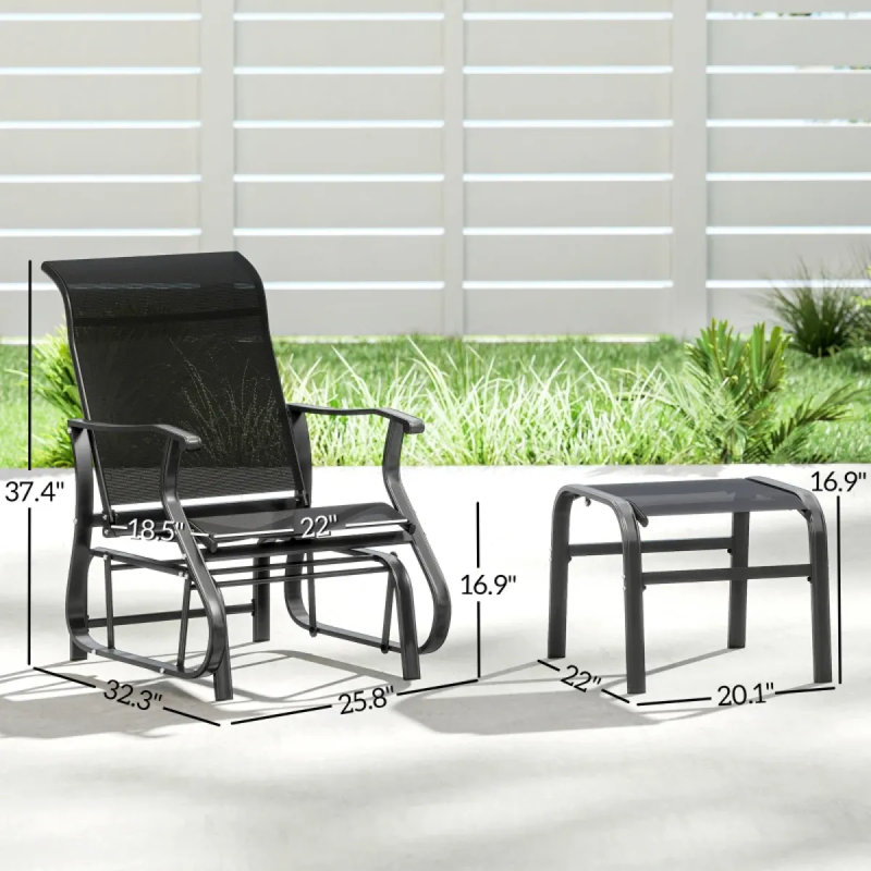 Fauteuil oscillant d'extérieur à haut dossier Garden, Noir