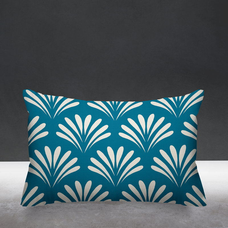 Coussin décoratif intérieur / extérieur Flower Burst, H 20 po x l 14 po, Turquoise, Rectangulaire