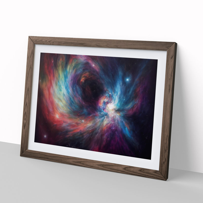 Galaxy Art Vol.3 - Single Picture Frame Print, 25cm H x 34cm W x 2cm D, Walnut Framed