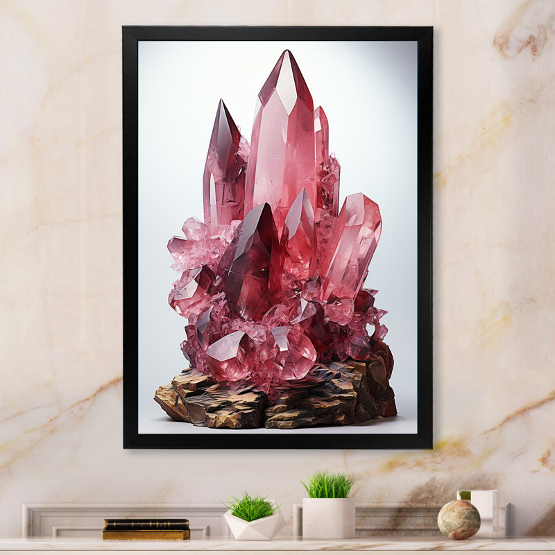 Pierre spirituelle rose rhodonite - impression, Cadre photo noir, H 32 po x l 16 po x P 1 po