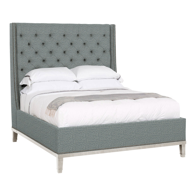 Grand lit à panneau tapissier Michael Weiss, Cobalt Tuck, Non, Casablanca