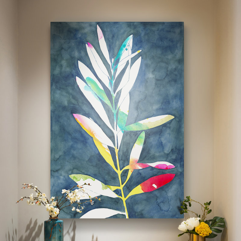 « indigo leaves i »-impression sur toile, H 12 po x l 8 po x P 1,5 po, Toile tendue
