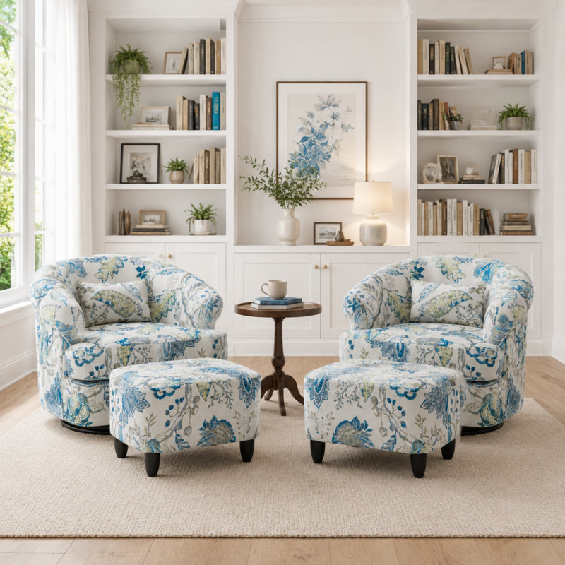 Fauteuil d'appoint Kepner, Blue Linen, Black