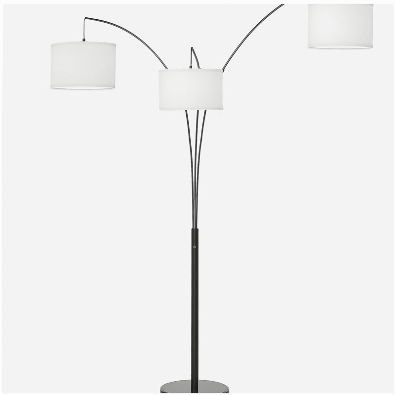 Arc-shaped floor lamp with drum lampshade