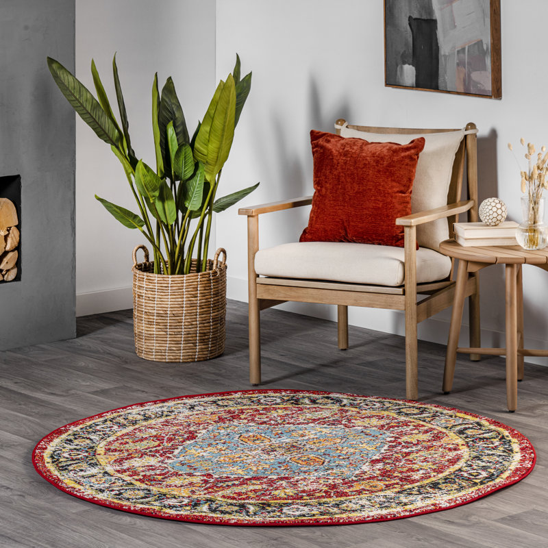 Maskell Southwestern Indoor / Outdoor Rug, Round 5'