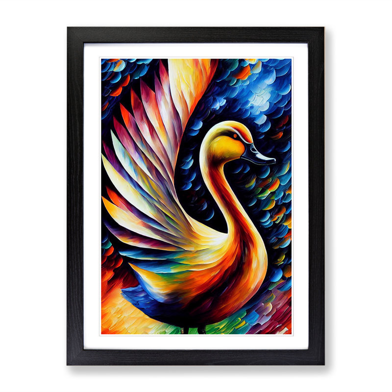 Bayah Duck Painted - Picture Frame Print, Black, 64cm H x 46cm W x 2cm D
