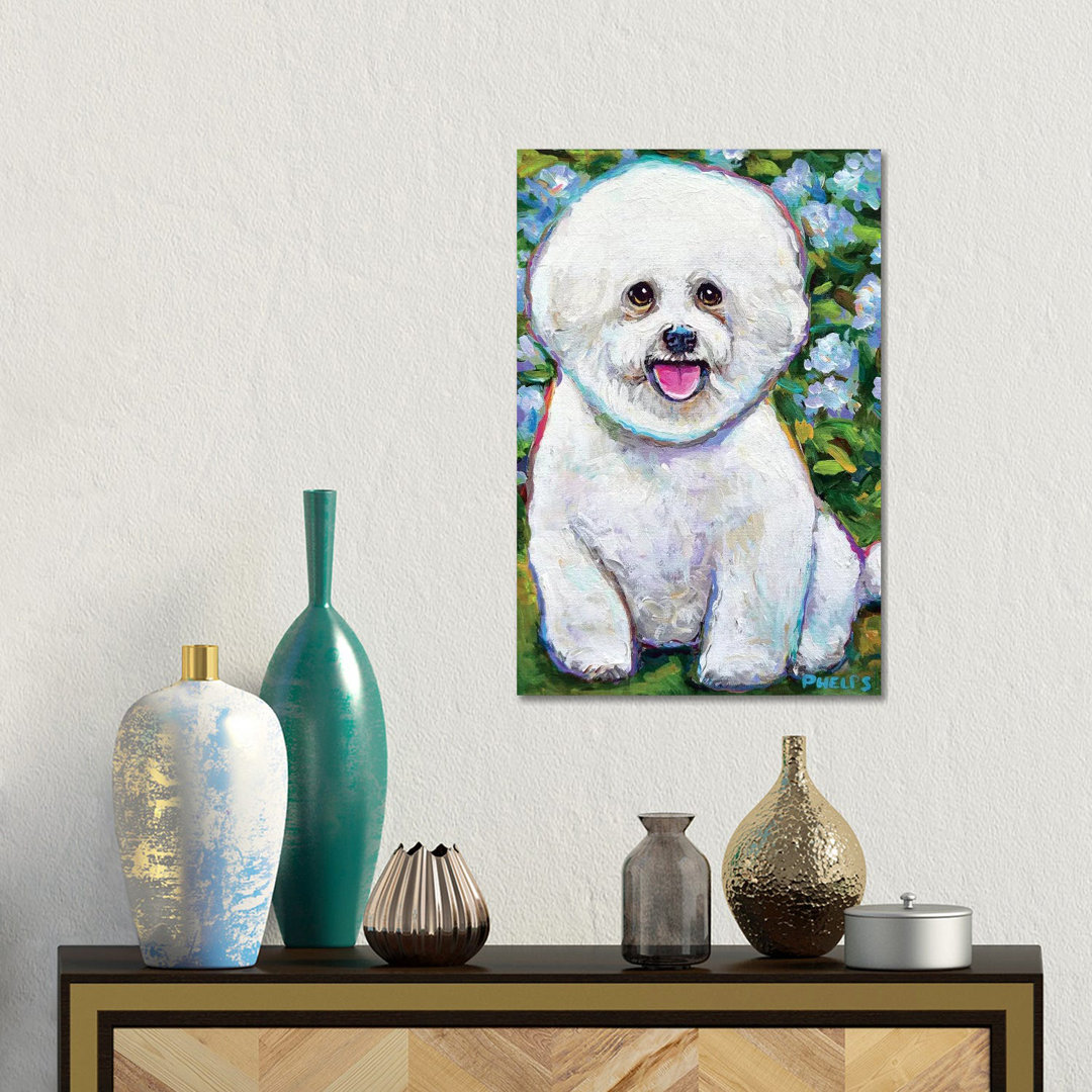 Bichon Frise And Blossoms von Robert Phelps - No Frame Gallery-Wrapped Canvas Giclée on Canvas