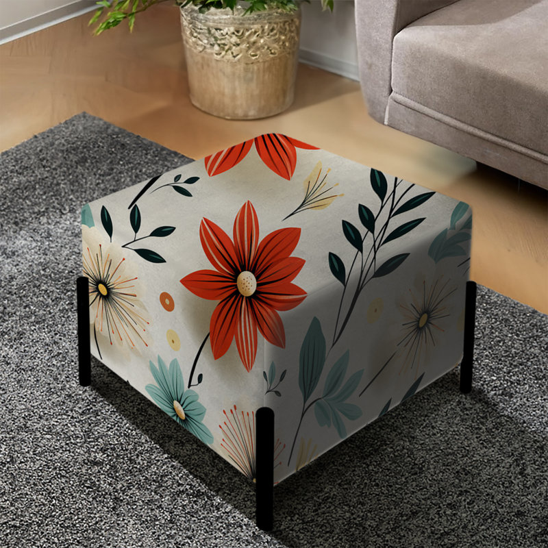 Beige côtier harmonie florale motif floral II - repose-pieds carré floral