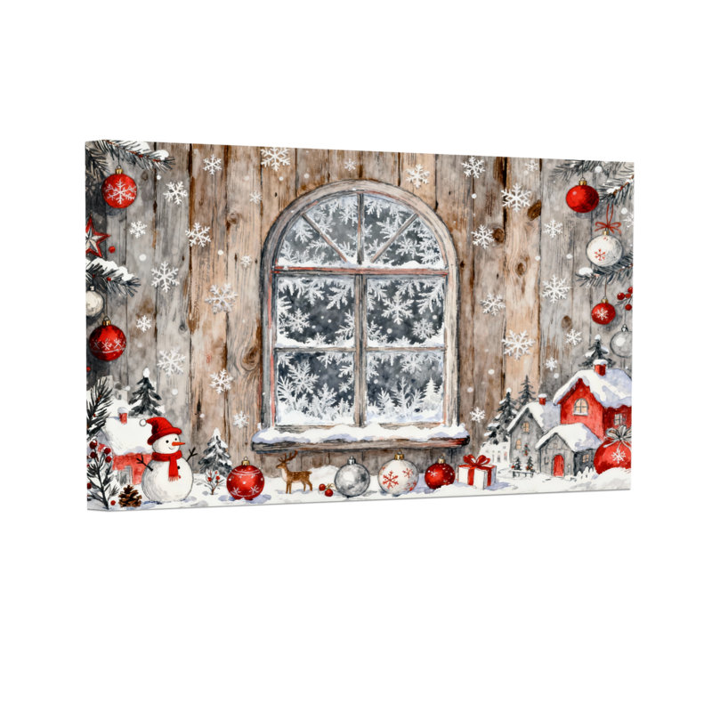 Ensemble de 3 impressions sur toile de Noël en bois, H 16 po x l 24 po