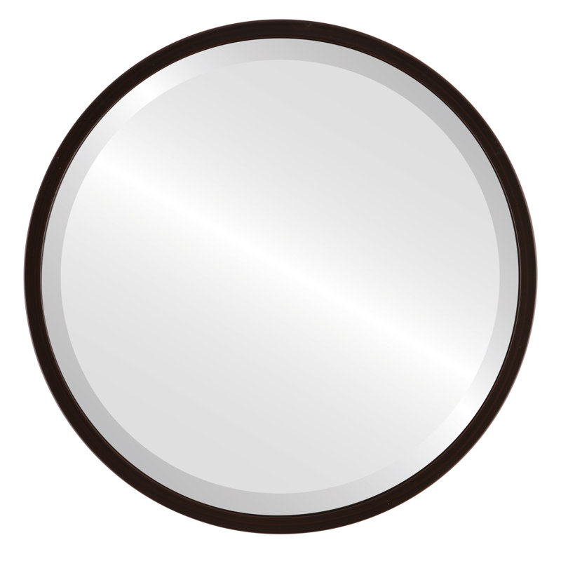 Campblin Round Mirror, 31.12" H x 31.12" W, Black Walnut