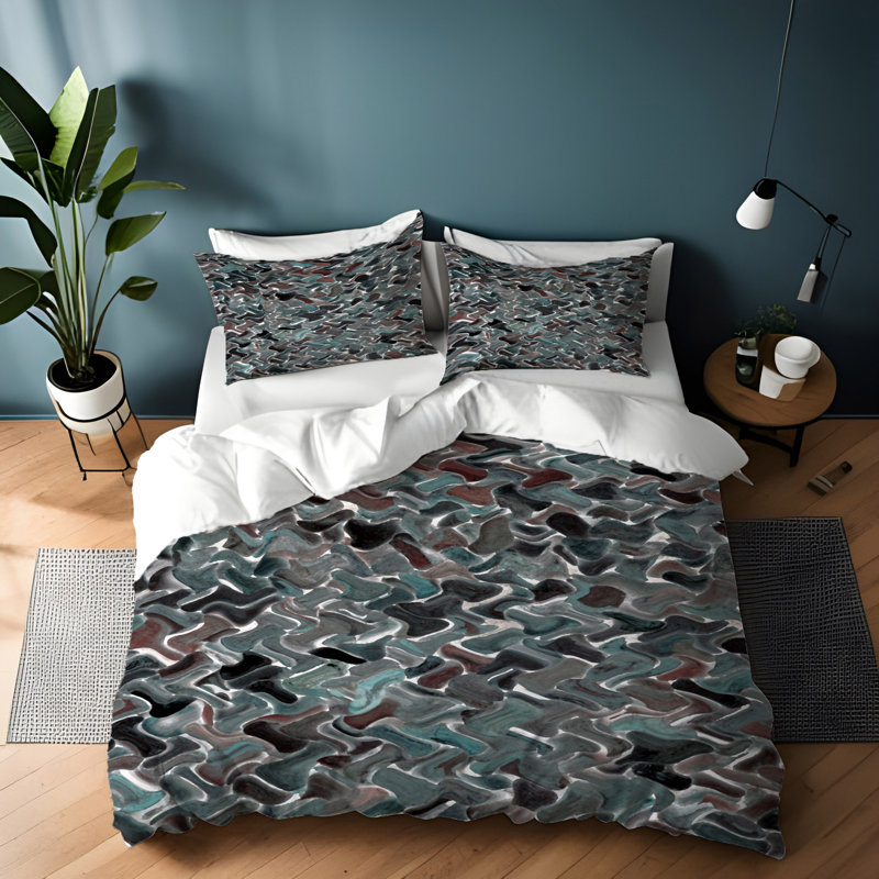 Polyester Abstract Duvet Cover, King Duvet Cover + 2 King Shams