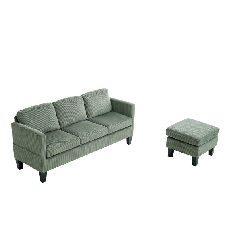 Canapé en L avec repose-pieds avec rangement, Vert olive