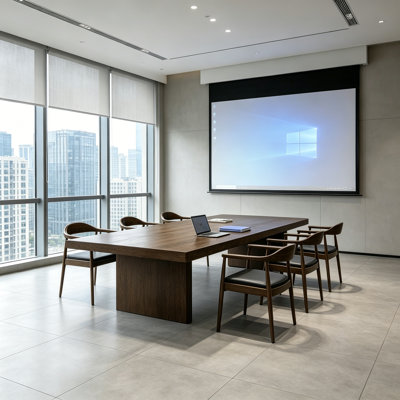 Simple Solid Wood Dark Brown Conference Table