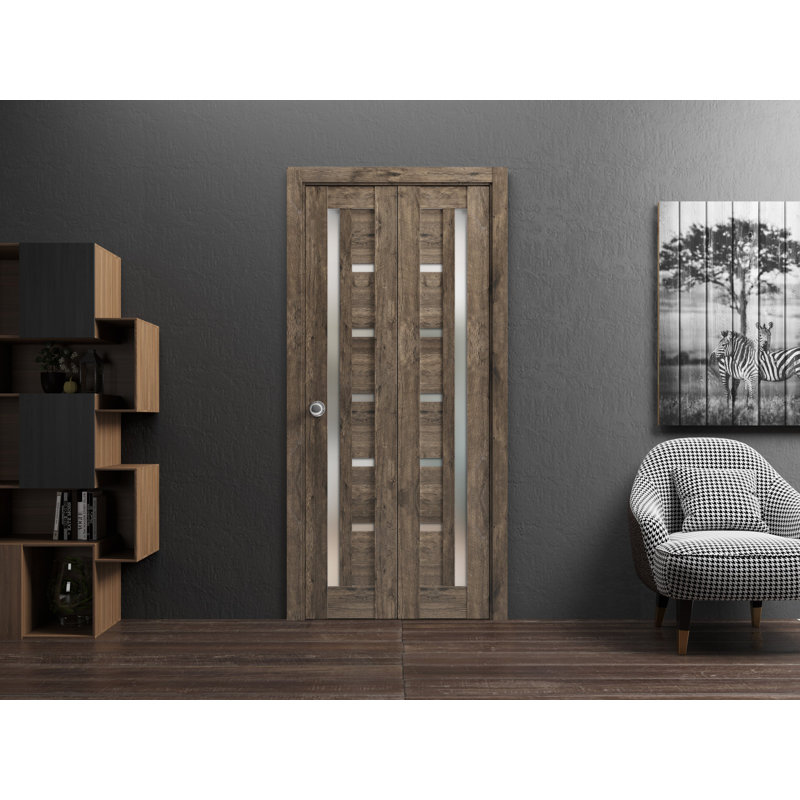 Porte pliante à panneaux en bois Quadro, Chêne cognac, 56 po x 84 po