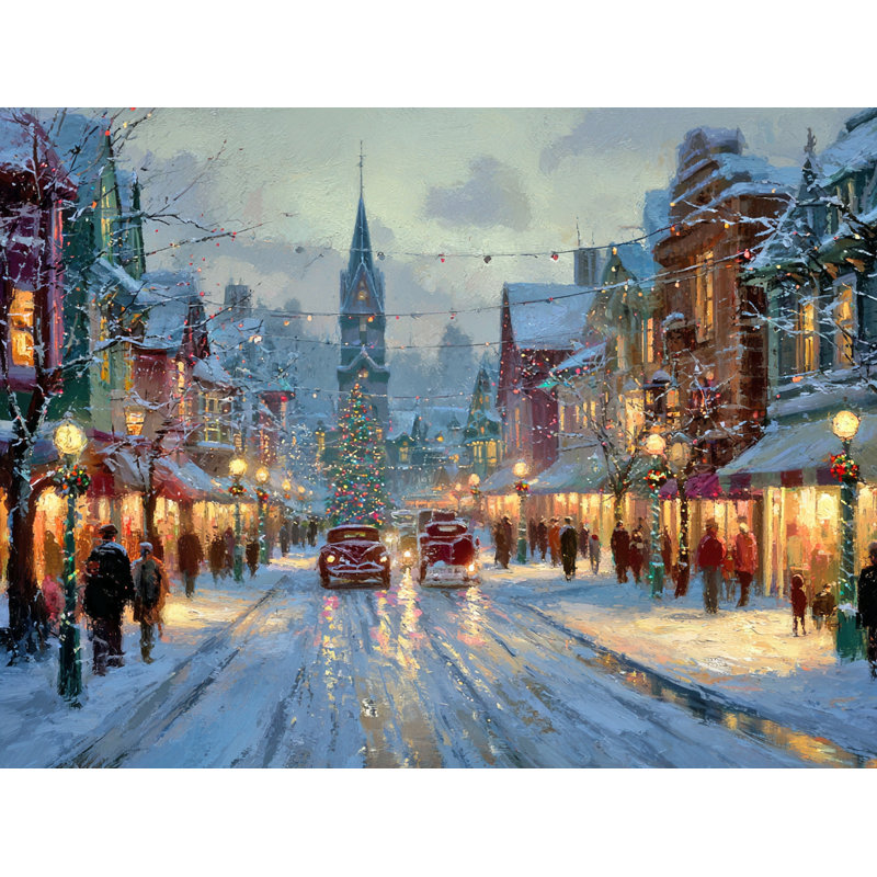 «Vintage Main Street Christmas», art mural sur toile tendue, H 12 po x l 16 po
