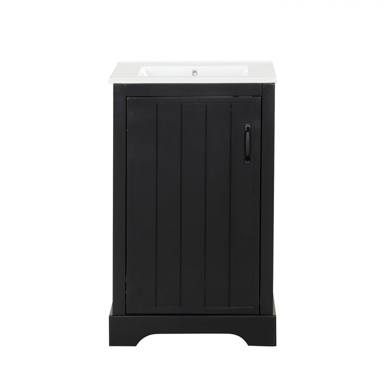 Meuble-lavabo de style moderne avec lavabo, armoire de salle de bain avec porte à fermeture douce, support de rangement et tablette réglable