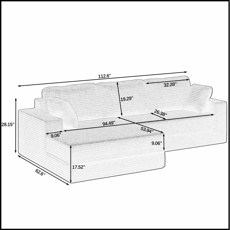 Canapé modulaire polyvalent avec fonction de lit transformable et confort en velours côtelé pour une vie moderne