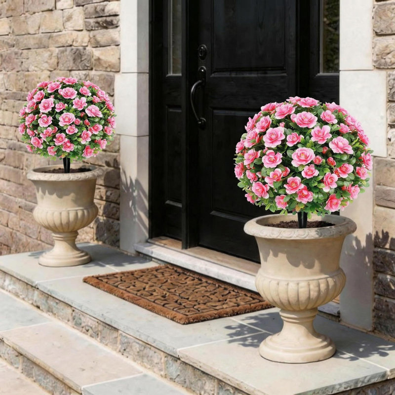 2 Pack Artificial Crabapple Blossom Topiary Trees